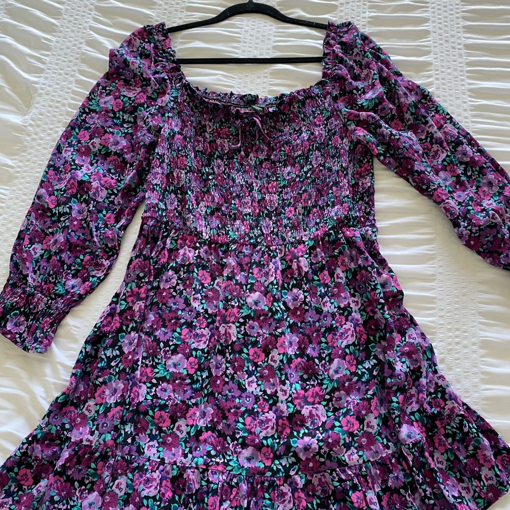 Wild Fable Ruched Ruffled Purple Pink Mini Dress